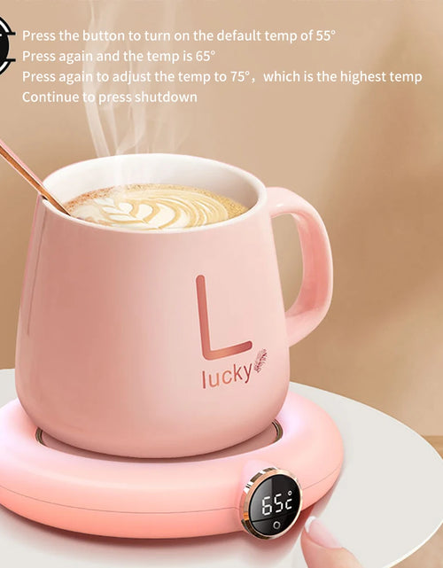 Load image into Gallery viewer, USB Coffee Cup Warm Heating Pad DC 5V Constant Temperature Coaster 3 Gear Digital Display Adjustment Timing Heater for Milk Tea
