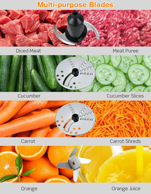 Load image into Gallery viewer, 8 Cup Food Processor 500W Variable Speed Blender Chopper with 3 Blades
