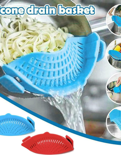 Load image into Gallery viewer, 2 Pcs Clip on Strainer, Pot Strainer for Pasta Meat Vegetables Fruit, Silicone Strainer - Fit All Pots and Bowls.
