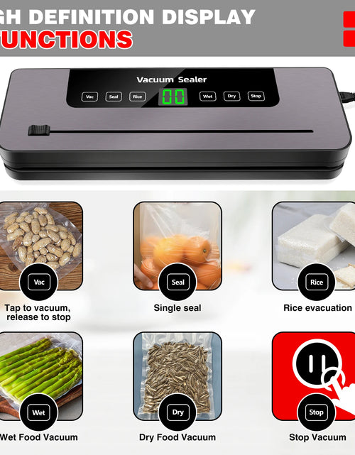 Load image into Gallery viewer, Vacuum Sealer Machine Electric Sealing Machine Automatic Food Dry Wet Vaccum Packing Saver with 10 Free Sealing Bags
