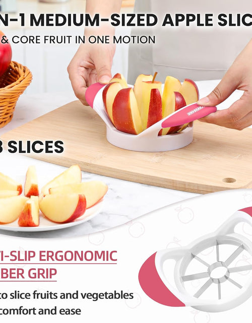 Load image into Gallery viewer, 3.5 Inch Apple Slicer - Professional Apple Cutter - Stainless Steel Apple Corer - Super Sharp Apple Slicer and Corer - Apple Corer Tool with 8 Sharp Blades(Pink)
