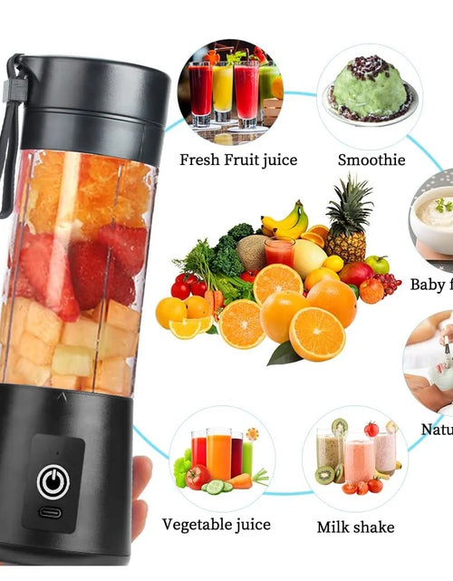 Load image into Gallery viewer, Portable Blender Cup,Electric USB Juicer Blender,Mini Blender Portable Blender for Shakes and Smoothies, Juice,380Ml, Six Blades Great for Mixing,
