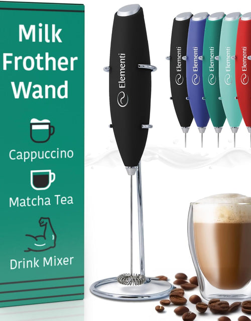 Load image into Gallery viewer, Milk Frother Wand &amp; Matcha Mixer, Mini Electric Whisk for Coffee - Frother for Coffee - Milk Frother Handheld - Coffee Stirrers Electric Matcha Frother &amp; Hand Whisk (Black)
