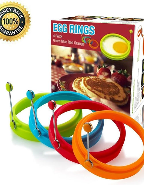 Load image into Gallery viewer, Silicone Egg Rings Non Stick Egg Frying Rings, Fried and Poached Egg and Pancake Cooking Rings (Multicolor)
