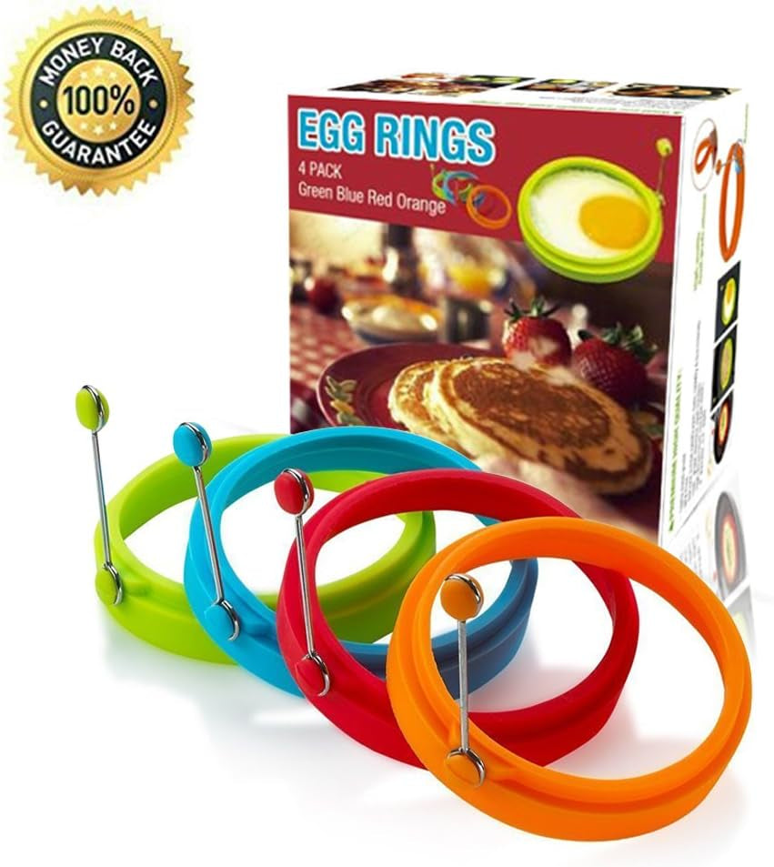 Silicone Egg Rings Non Stick Egg Frying Rings, Fried and Poached Egg and Pancake Cooking Rings (Multicolor)