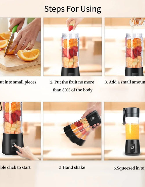 Load image into Gallery viewer, Portable Blender Cup,Electric USB Juicer Blender,Mini Blender Portable Blender for Shakes and Smoothies, Juice,380Ml, Six Blades Great for Mixing,
