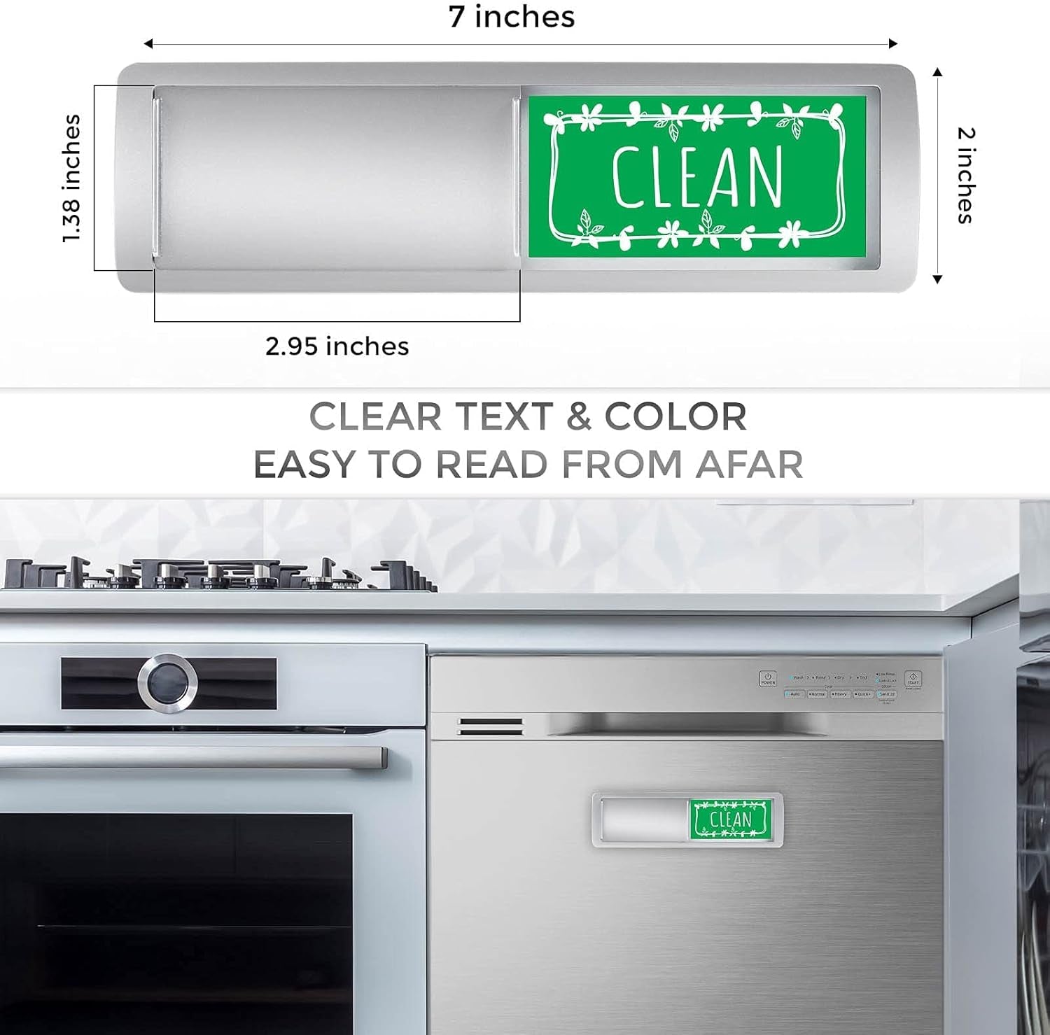 Dishwasher Magnet, Clean Dirty Sign Indicator for Dishwasher Easy to Read and Strong Slide for Changing Signs, Sleek Design, Heavy Duty Magnet with Optional Stickers (Pastel)