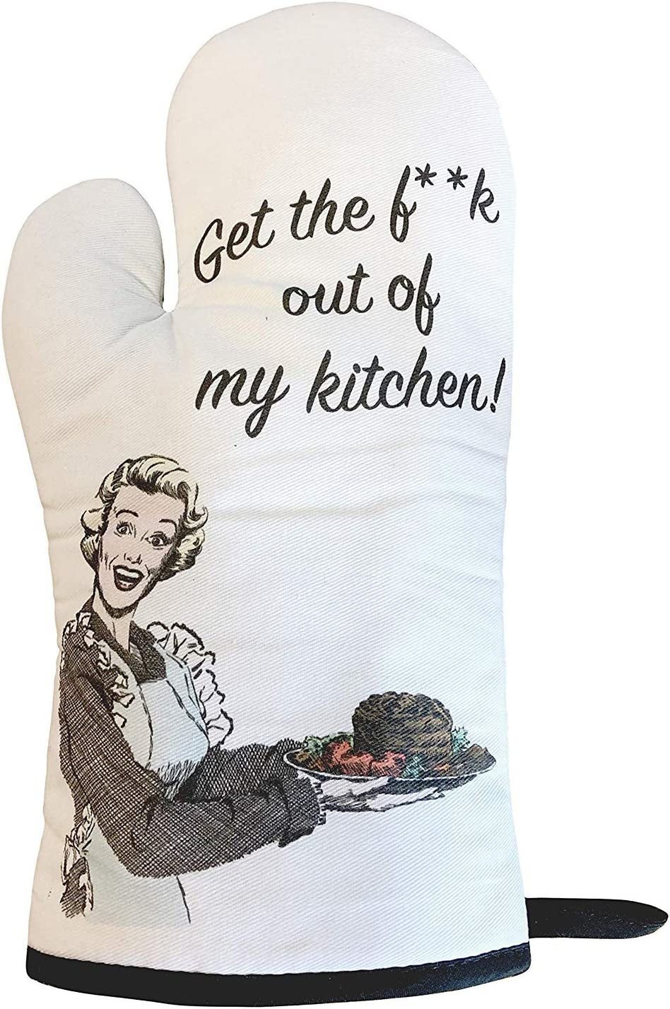 Funny Heat Resistant Oven Mitt for Cooking Grilling BBQ - Novelty Gift for Those Who Love to Cook (Out of My Kitchen!)