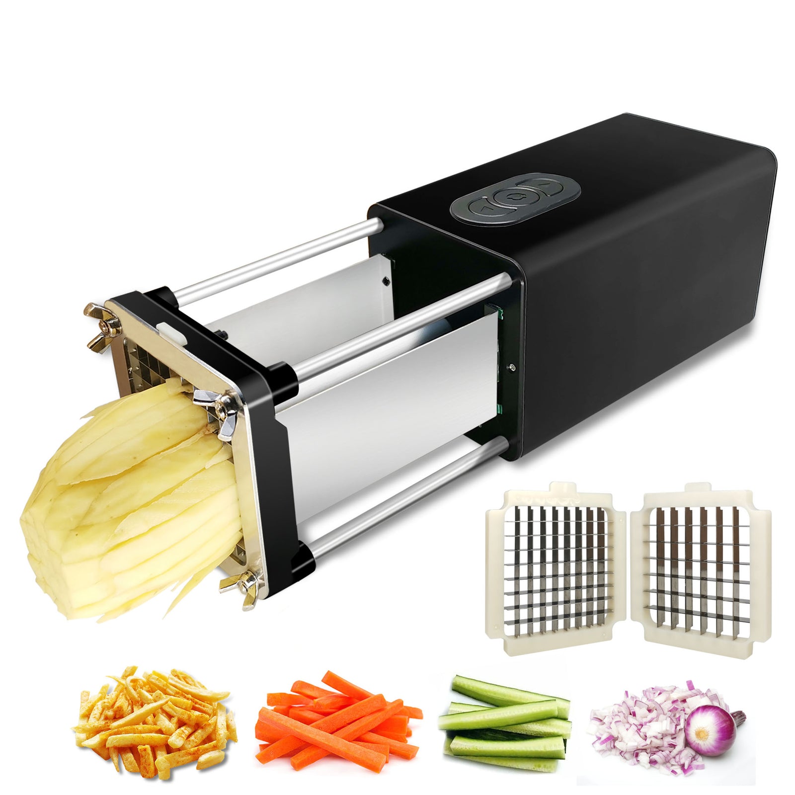 Kitchen Gadget Electric French Fry Cutter with Blades Stainless Steel Vegetable Potato Carrot for Commercial Household