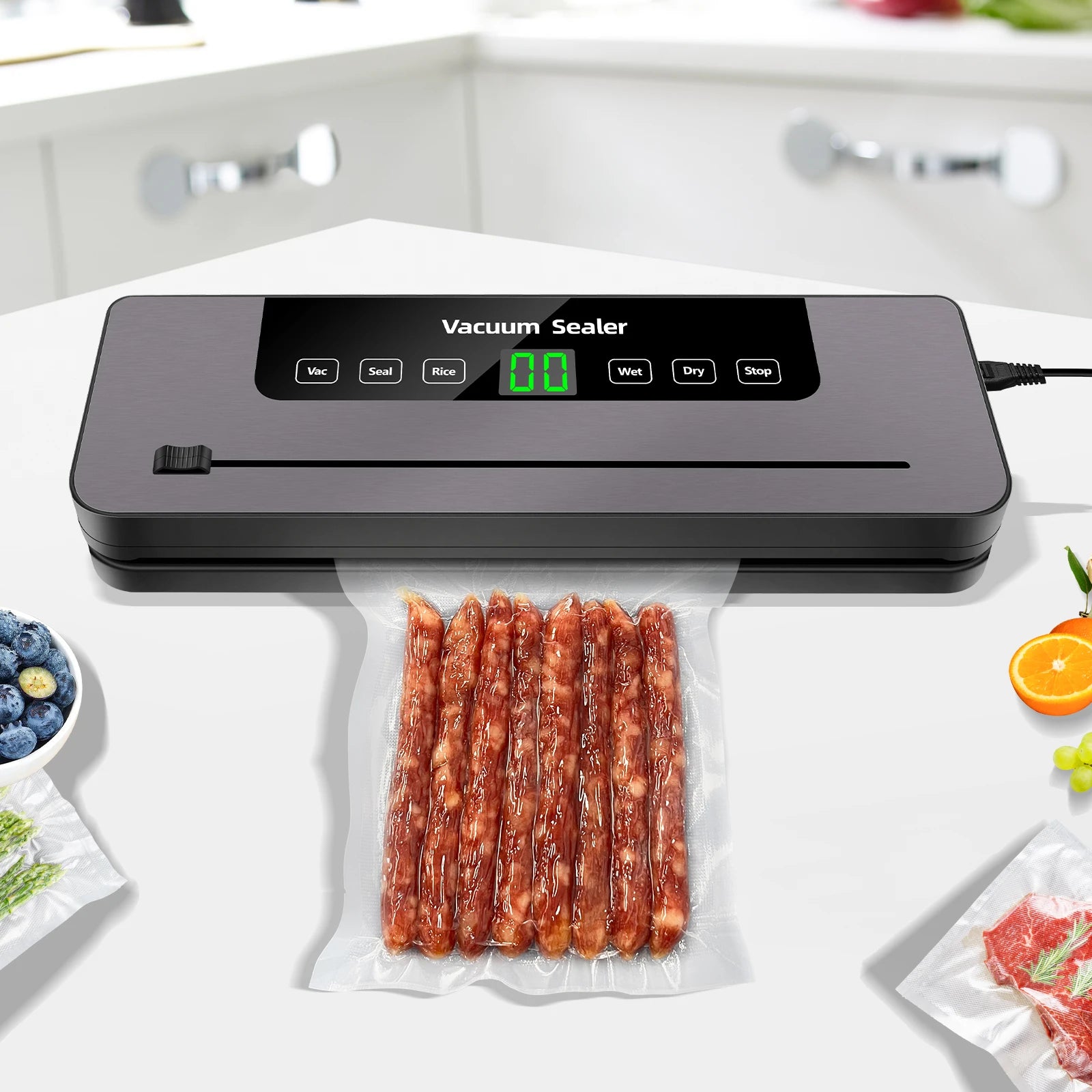 Vacuum Sealer Machine Electric Sealing Machine Automatic Food Dry Wet Vaccum Packing Saver with 10 Free Sealing Bags