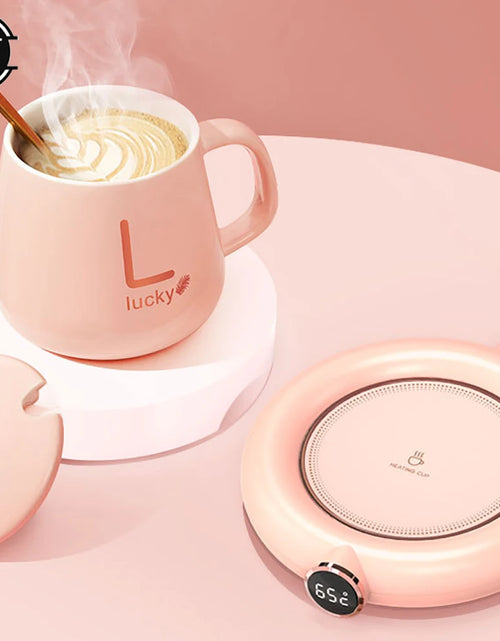 Load image into Gallery viewer, USB Coffee Cup Warm Heating Pad DC 5V Constant Temperature Coaster 3 Gear Digital Display Adjustment Timing Heater for Milk Tea
