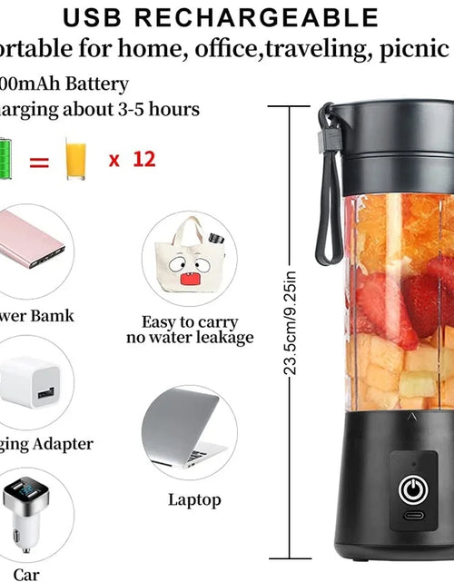 Load image into Gallery viewer, Portable Blender Cup,Electric USB Juicer Blender,Mini Blender Portable Blender for Shakes and Smoothies, Juice,380Ml, Six Blades Great for Mixing,
